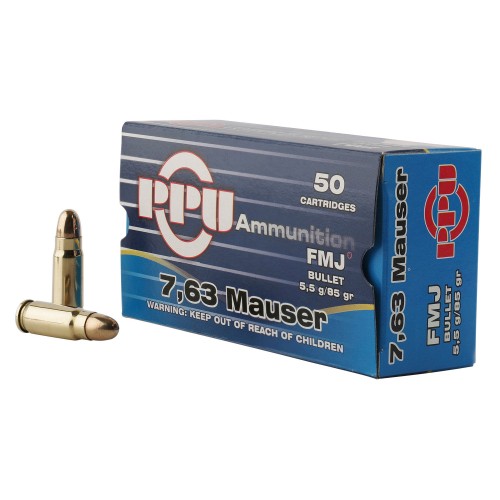 PPU 7.63mm Mauser - 85 gr - FMJ - 50rds 